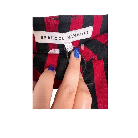 REBECCA Minkoff Red and Black Stripe Women’s Pants Sz 26 NWT - Picture 3 of 4